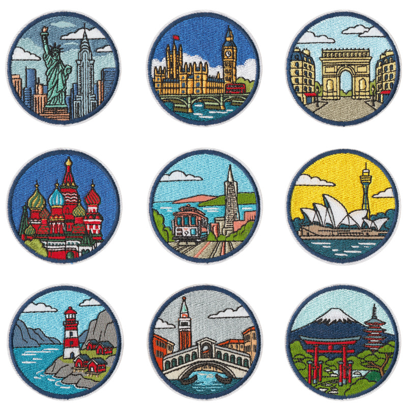 Embroidery Australia - Naszywka z haftowanymi zabytkami miast świata,