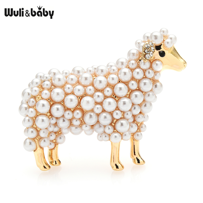 Embroidery Australia - Wuli&baby 2-kolorowe perłowe broszki owcze dla