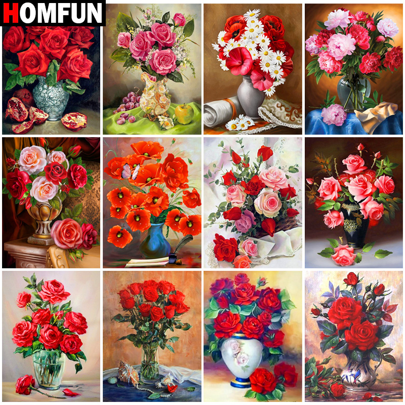 Embroidery Rose Stitch - HOMFUN Zestaw do haftu diamentowego 5D