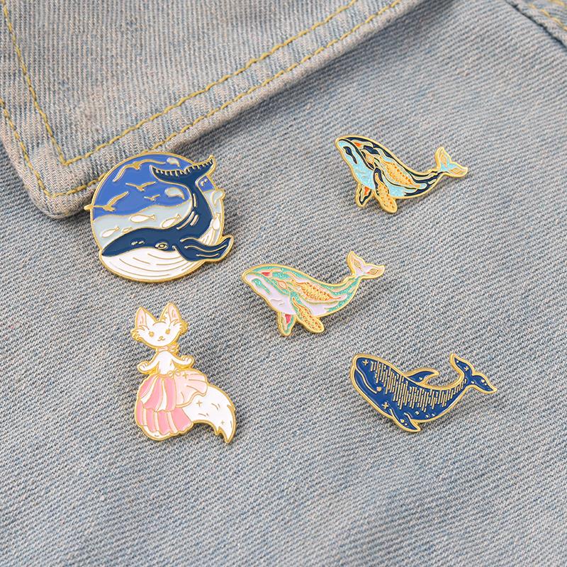 Embroidery Whale - Whale Enamel Pin Dreamy Humpback Whale