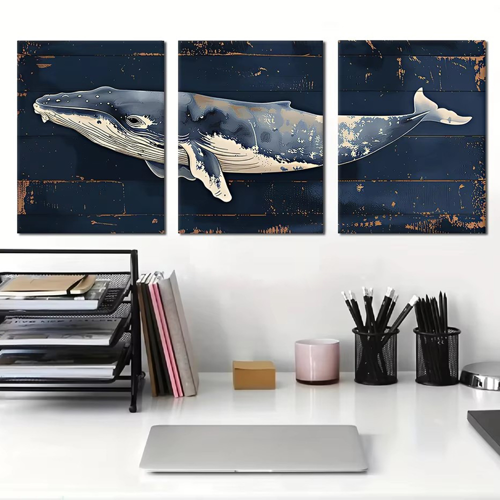 Embroidery Whale - Wieloryb ocean Zwierzę 3 szt. Diamentowa