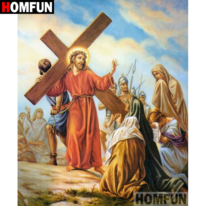 Embroidery Jesus - HOMFUN 5D DIY diamentowe malowanie pełne