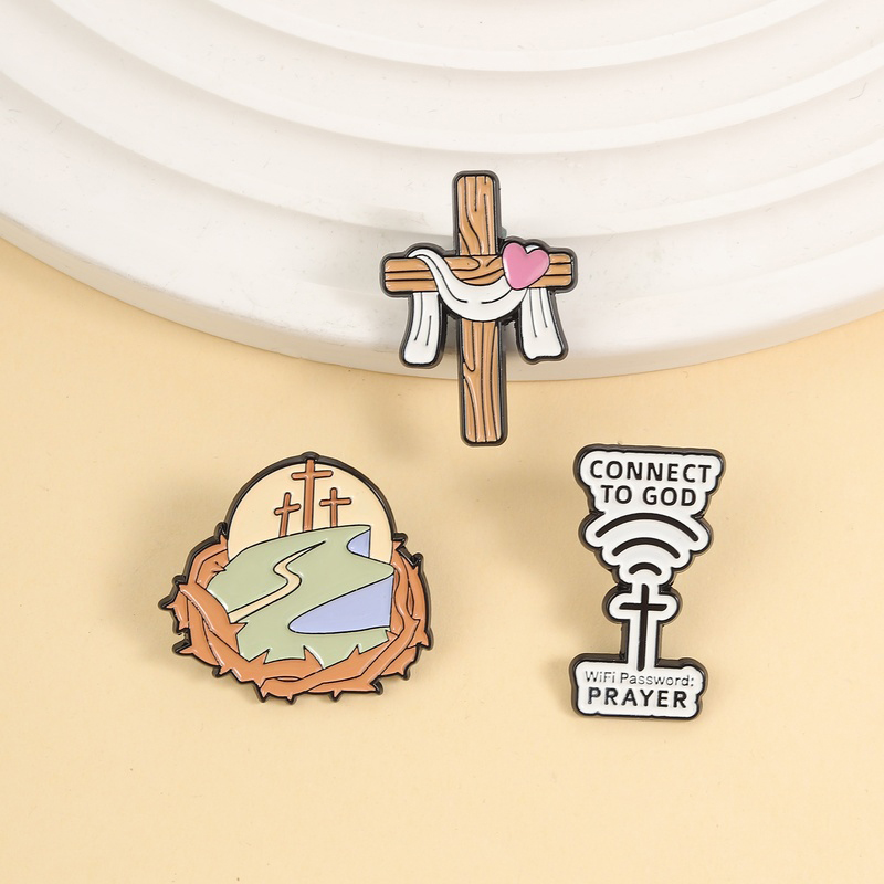Przypinki emaliowane z krzyżem – Embroidery Jesus recenzja i cena